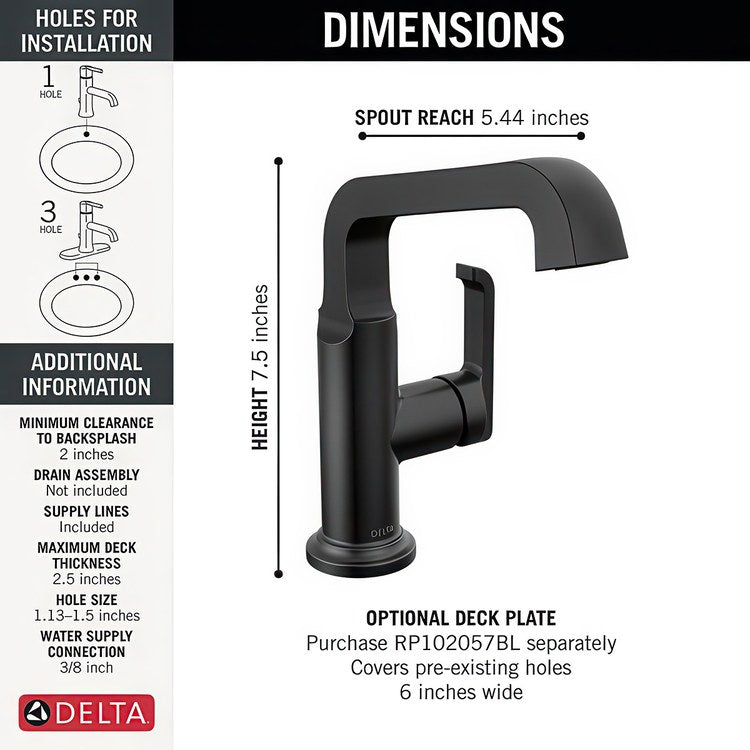 Lavatory Faucet Tetra Mid-Height 1 Lever ADA WaterSense Matte Black 1.2 Gallons per Minute - Image 3