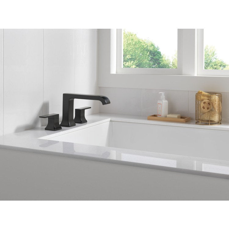 Roman Tub Trim Velum 2 Lever Matte Black ADA 10 To 16 Inch Spread 3 Hole for Rough-In R2707 - Image 2