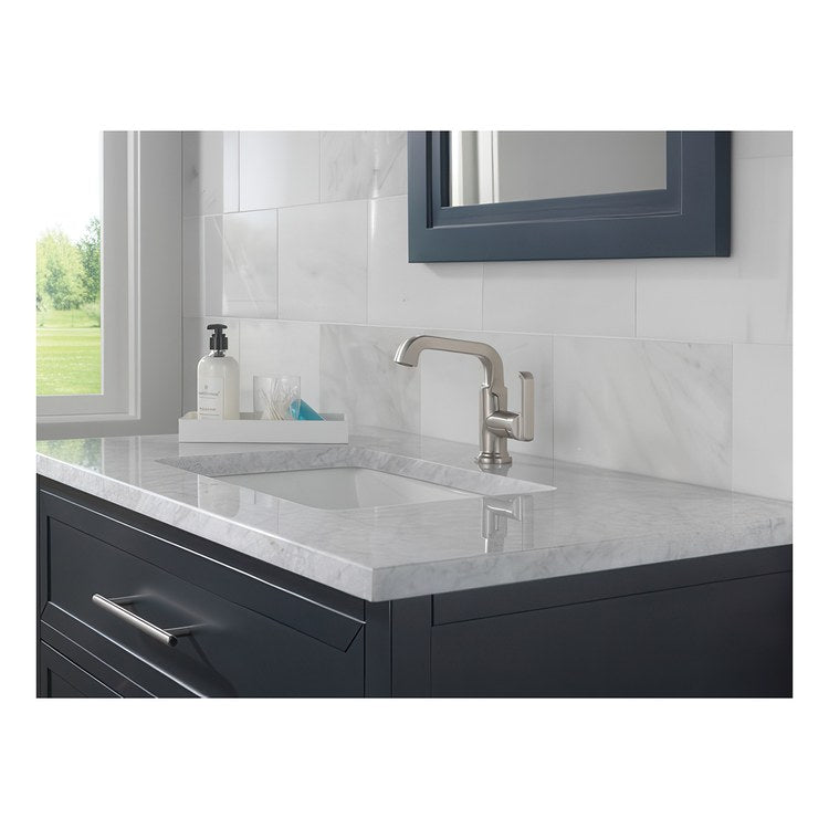 Lavatory Faucet Tetra 1 Lever ADA WaterSense Lumicoat Stainless 1.2 Gallons per Minute Deck Fixed Metal Pop-Up 1 Hole Diamond Seal Technology - Image 2