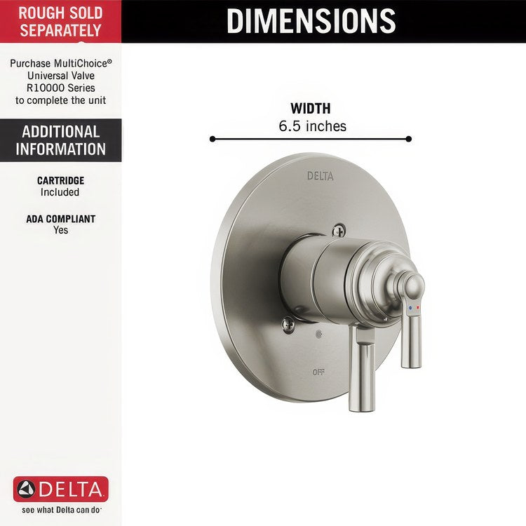 Pressure Balance Valve Trim Monitor Saylor 17 Series with Integrated Volume Control 2 Lever Brilliance Stainless WaterSense ADA - Image 2