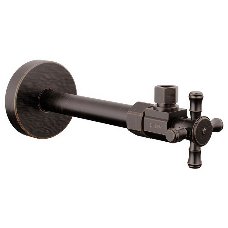 Stop Valve Angled Traditional 1/2 x 3/8 Inch Brass Compression Cross Venetian Bronze - Image 1