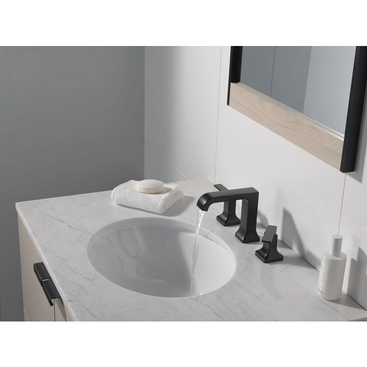 Lavatory Faucet Velum Widespread 6 To 16 Inch Spread 2 Lever ADA WaterSense Matte Black 1.2 Gallons per Minute Deck Metal Pop-Up 3 Hole Diamond Seal - Image 3