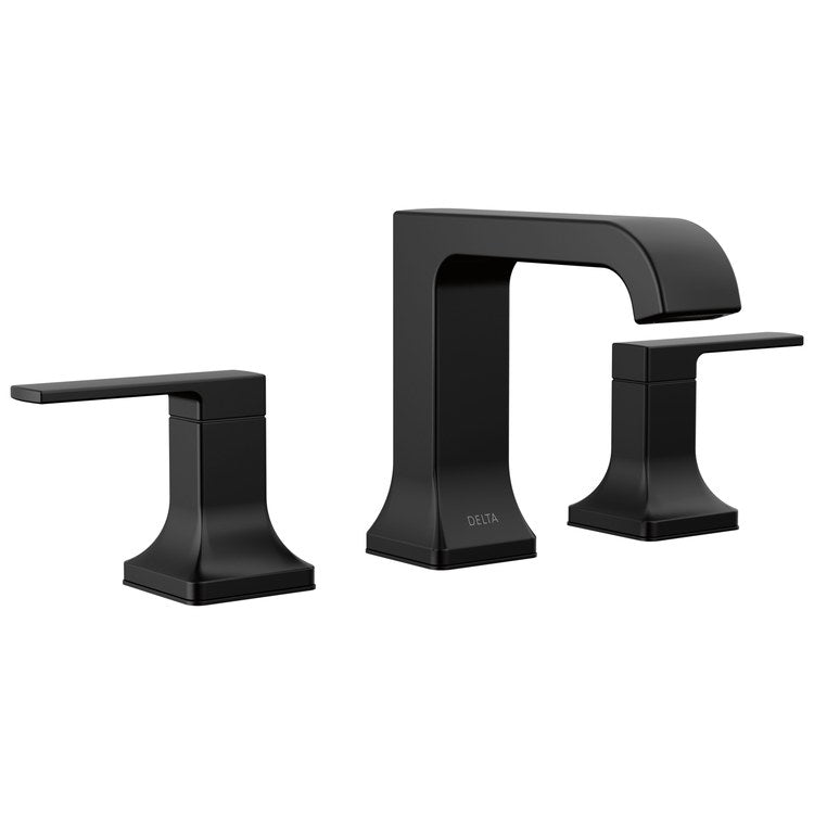 Lavatory Faucet Velum Widespread 6 To 16 Inch Spread 2 Lever ADA WaterSense Matte Black 1.2 Gallons per Minute Deck Metal Pop-Up 3 Hole Diamond Seal - Image 1