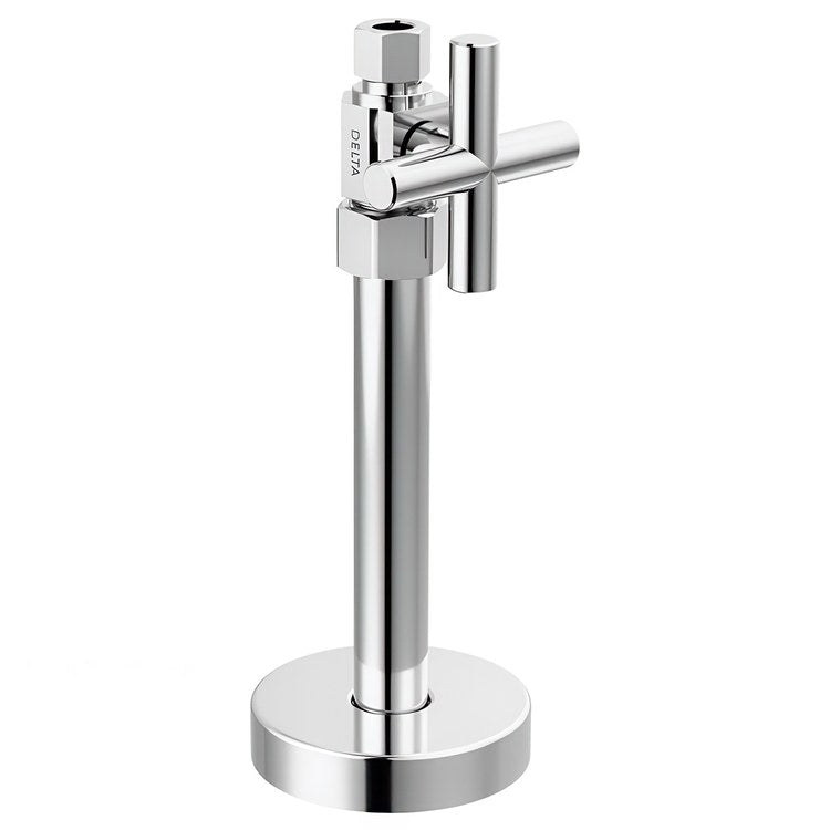 Stop Valve Straight Supply Modern 1/2 x 3/8 Inch Brass Compression Cross Chrome