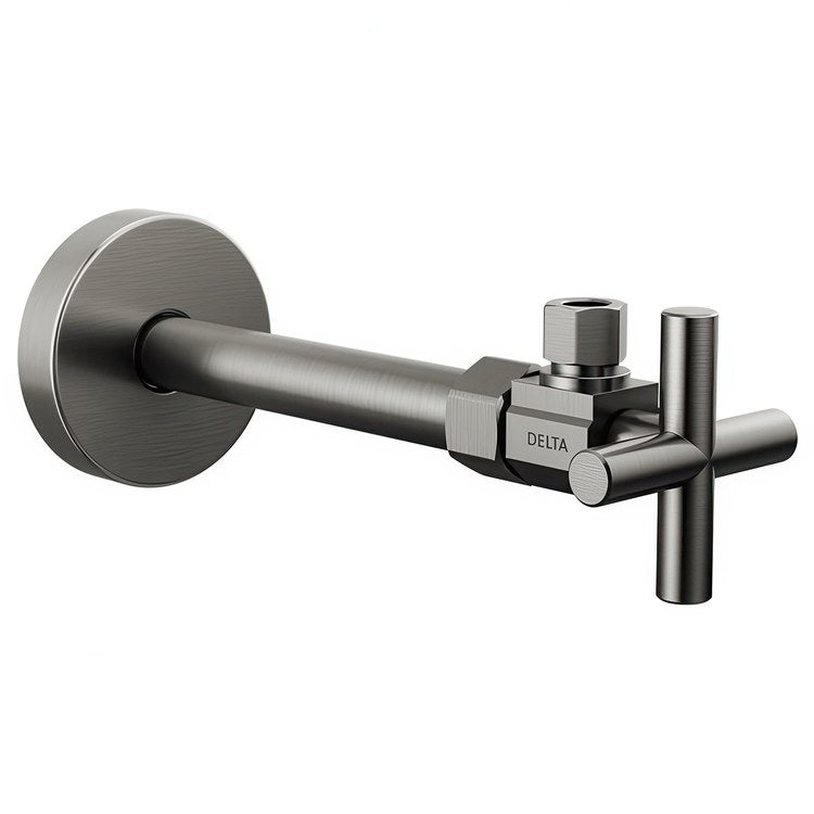 Stop Valve Angled Modern 1/2 x 3/8 Inch Brass Compression Cross Black Stainless