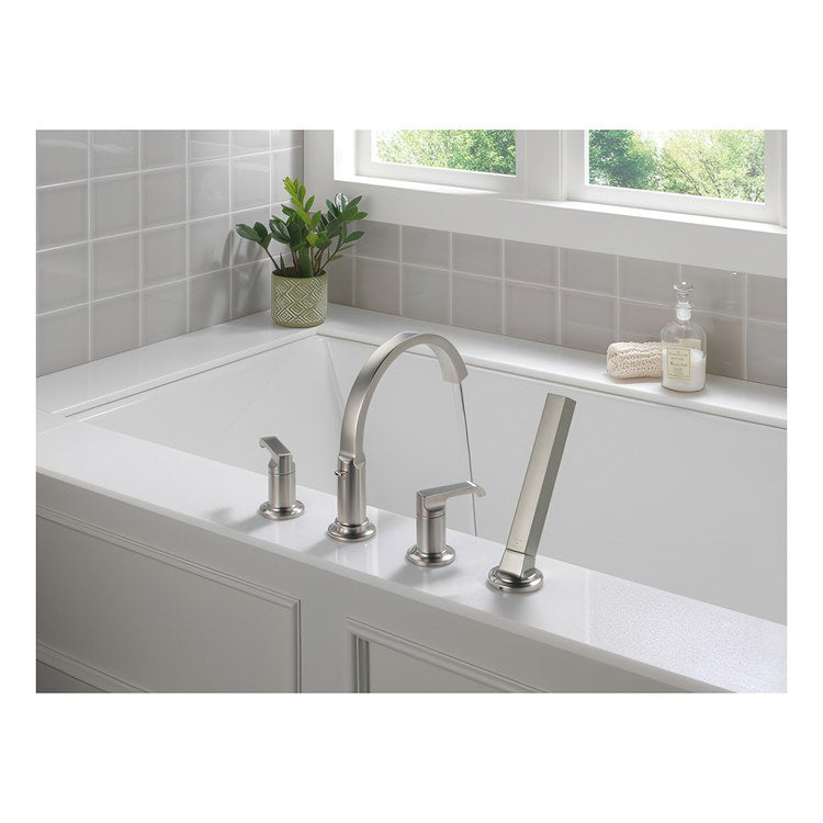 Roman Tub Trim Tetra Less Handle Lumicoat Stainless WaterSense ADA 8 to 16 Inch Spread 3 Hole 18 Gallons per Minute - Image 2