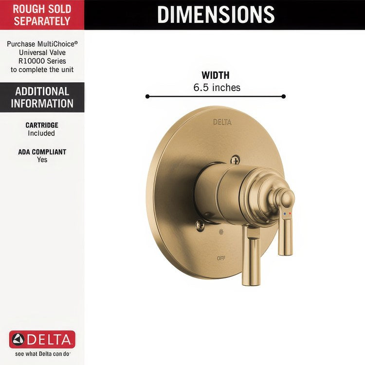 Shower Valve Trim Saylor 17 Series Monitor Pressure Balance with Integrated Volume Control 2 Lever Brilliance Champagne Bronze WaterSense ADA - Image 2