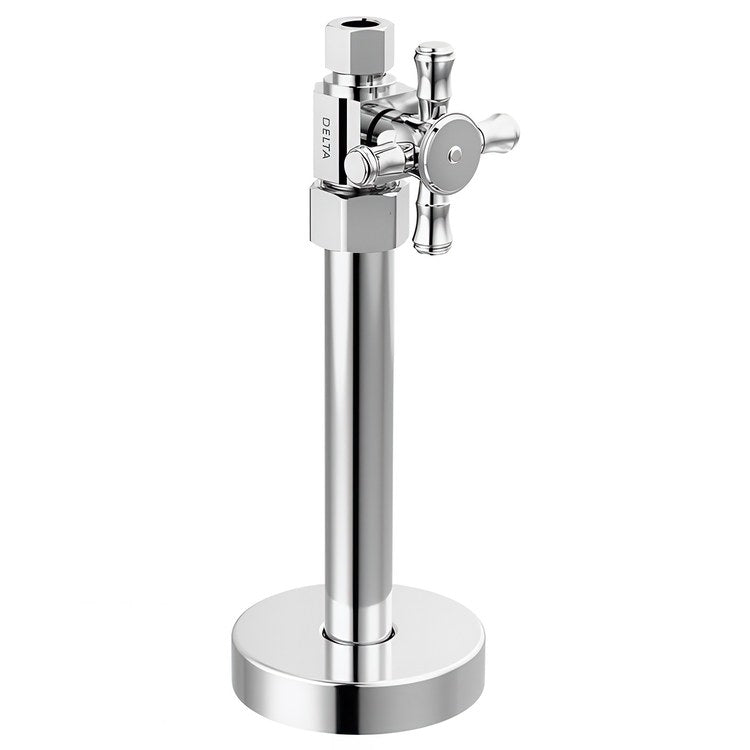 Stop Valve Straight Supply Traditional 1/2 x 3/8 Inch Brass Compression Cross Chrome - Image 1