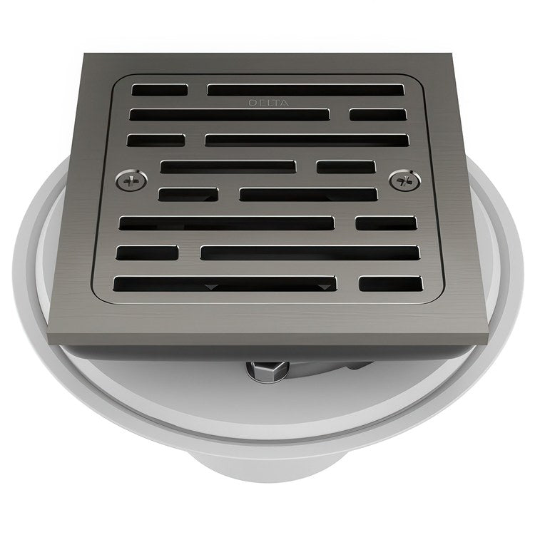 Shower Drain Tile-In Square 4 Inch Black Stainless PVC/Brass - Image 1