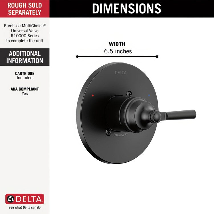 Pressure Balance Valve Trim Monitor Saylor 14 Series 1 Lever Matte Black WaterSense ADA - Image 3