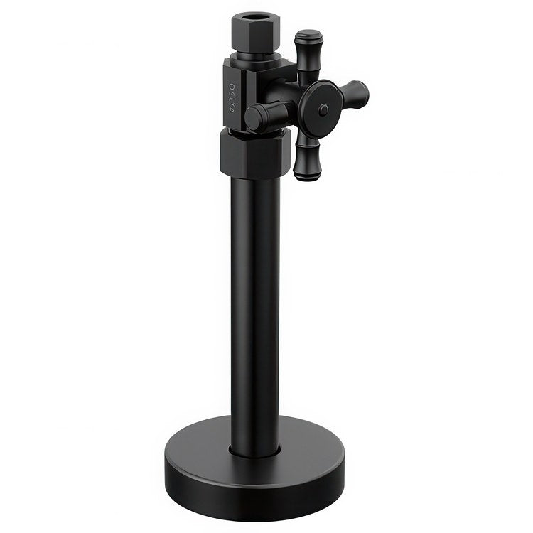 Stop Valve Straight Supply Traditional 1/2 x 3/8 Inch Brass Compression Cross Matte Black - Image 1