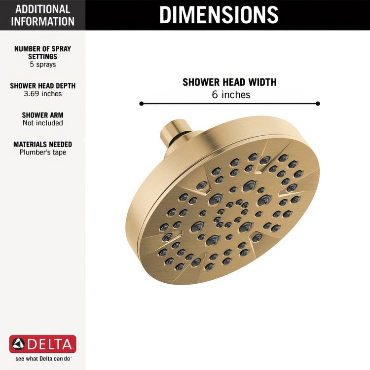 Showerhead Universal 5 Functions Champagne Bronze 1.75 Gallons per Minute - Image 3