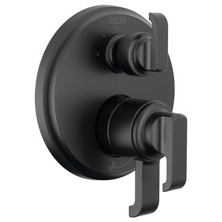 Diverter Trim Tetra 17 Series Integrated Volume Control 6 Functions Matte Black 2 Lever ADA for Rough-In Valve R22000 Not Included - Image 1