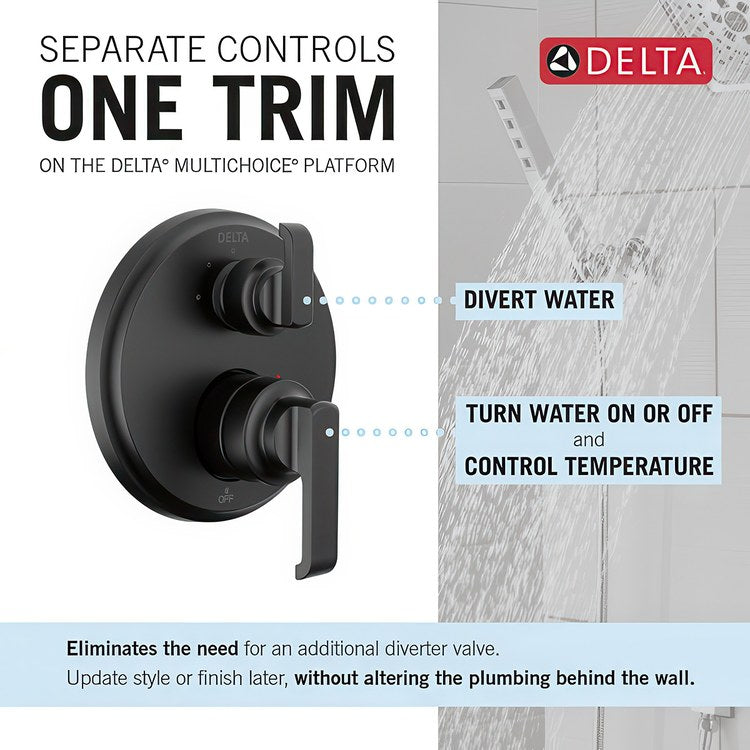 Diverter Trim Tetra 14 Series Integrated 3 Functions Matte Black 1 Lever ADA - Image 2