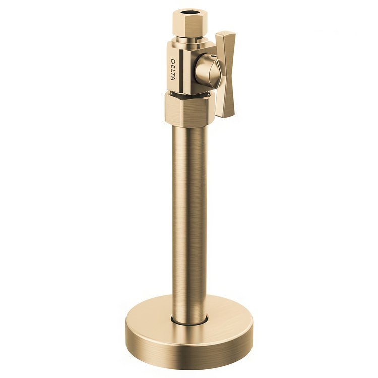 Stop Valve Straight Supply Transitional 1/2 x 3/8 Inch Brass Compression Cross Brilliance Champagne Bronze - Image 1