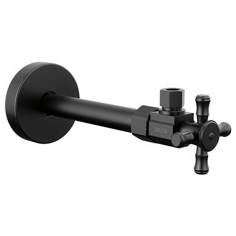 Stop Valve Angled Traditional 1/2 x 3/8 Inch Brass Compression Cross Matte Black