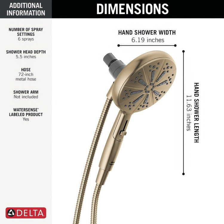 Handshower SureDock Universal Showering Champagne Bronze WaterSense 1.75 Gallons per Minute 6-1/4 Inch - Image 3