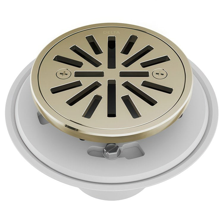 Shower Drain Tile-In Round 4 Inch Brilliance Polished Nickel PVC/Brass - Image 1