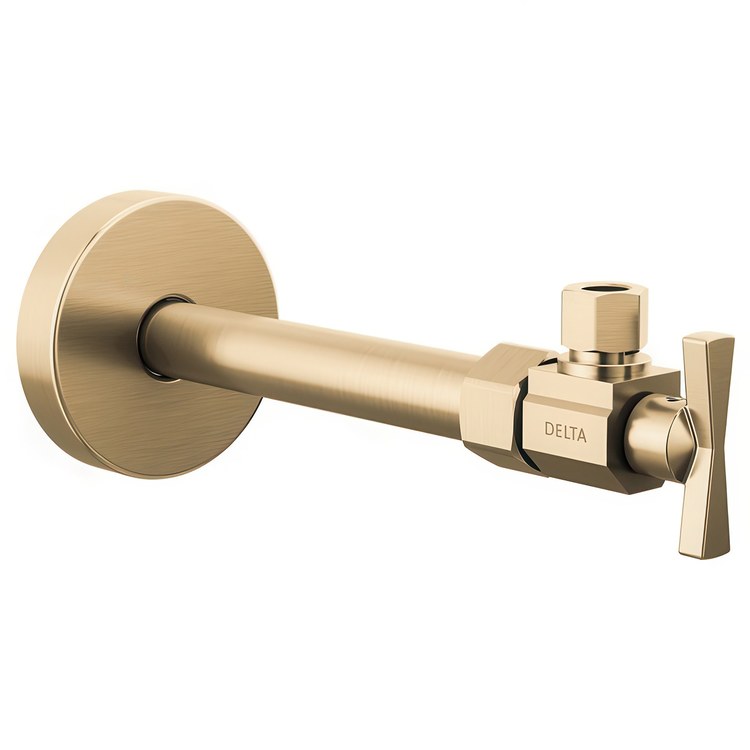 Stop Valve Angled Transitional 1/2 x 3/8 Inch Brass Compression Cross Brilliance Champagne Bronze