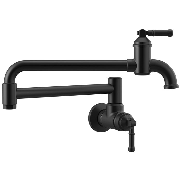 Pot Filler Broderick Cold Water 2 Lever ADA Matte Black 1 Hole Wall 4.0 Gallons per Minute - Image 1