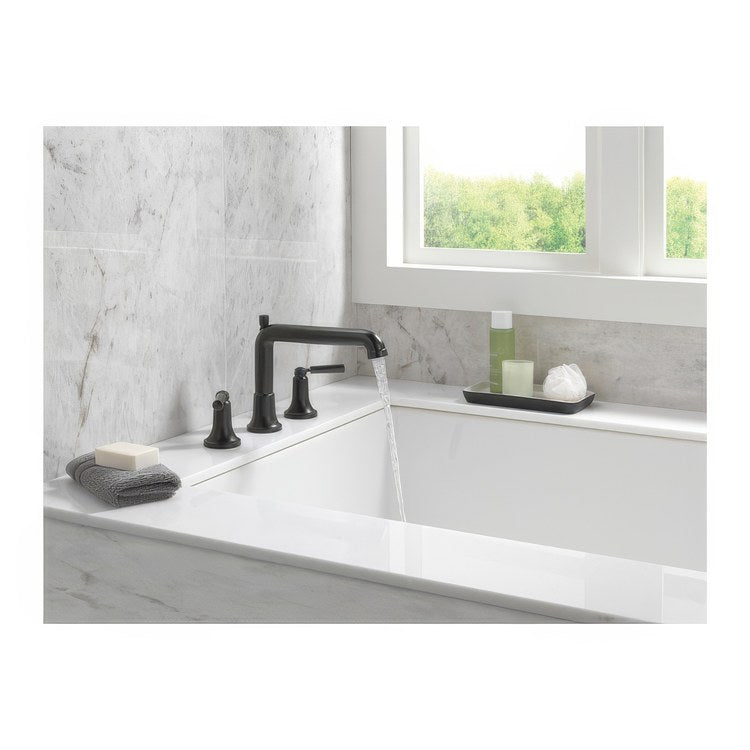 Roman Tub Trim Saylor 2 Lever Matte Black WaterSense ADA 8 to 16 Inch Spread 3 Hole 18 Gallons per Minute - Image 2
