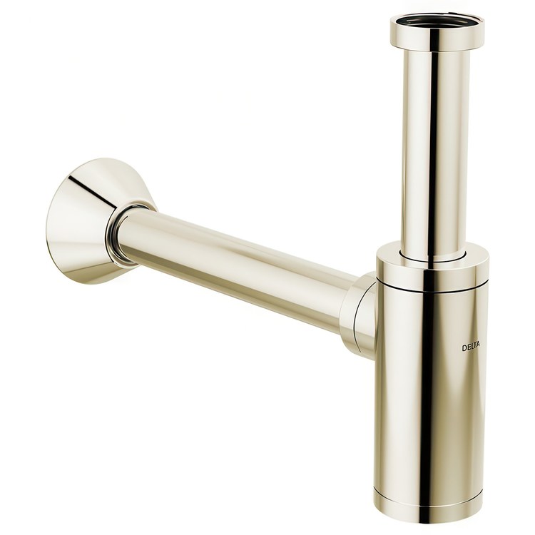 Bottle Trap Decorative P-Trap with 12 Inch Straight Arm 12 Inch Brass Polished Nickel