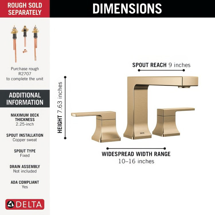 Roman Tub Trim Velum 2 Lever Brilliance Champagne Bronze ADA 10 to 16 Inch Spread 3 Hole 18 Gallons per Minute - Image 3