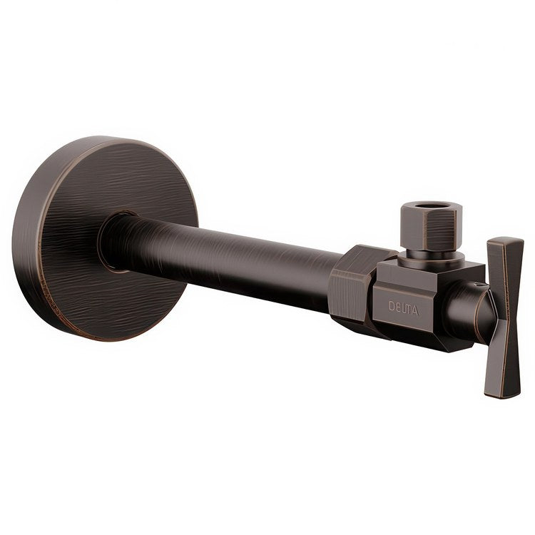 Stop Valve Angled Transitional 1/2 x 3/8 Inch Brass Compression Cross Venetian Bronze - Image 1