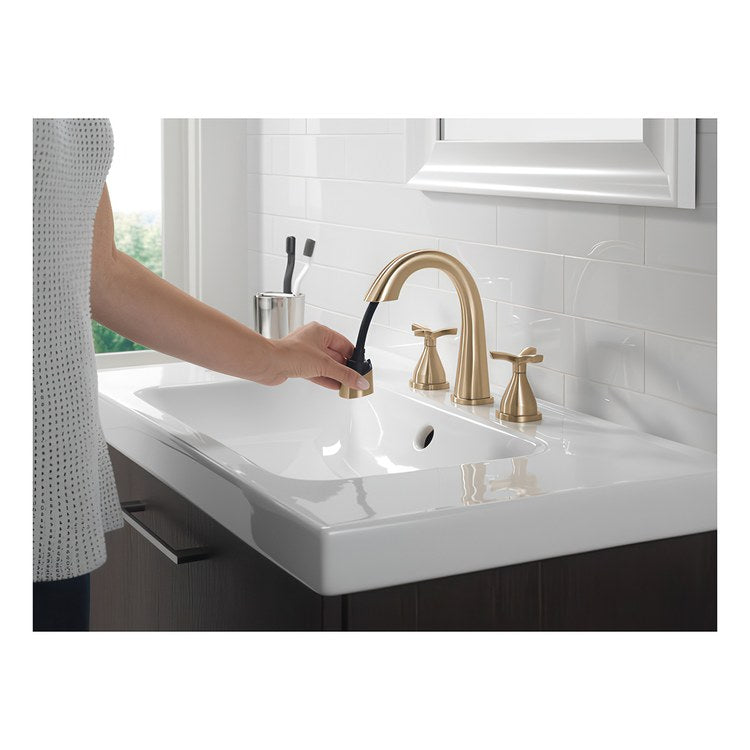 Lavatory Faucet Stryke Widespread 8 to 16 Inch Spread 2 Helo ADA WaterSense Lumicoat Champagne Bronze 1.2 Gallons per Minute Arc Pop-Up 3 Hole - Image 2