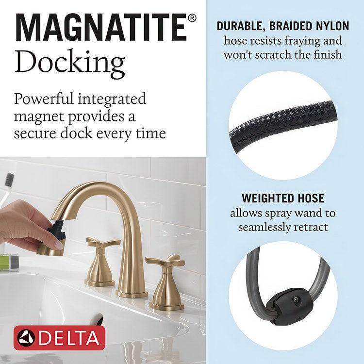 Lavatory Faucet Stryke Widespread 8 to 16 Inch Spread 2 Helo ADA WaterSense Lumicoat Champagne Bronze 1.2 Gallons per Minute Arc Pop-Up 3 Hole - Image 3