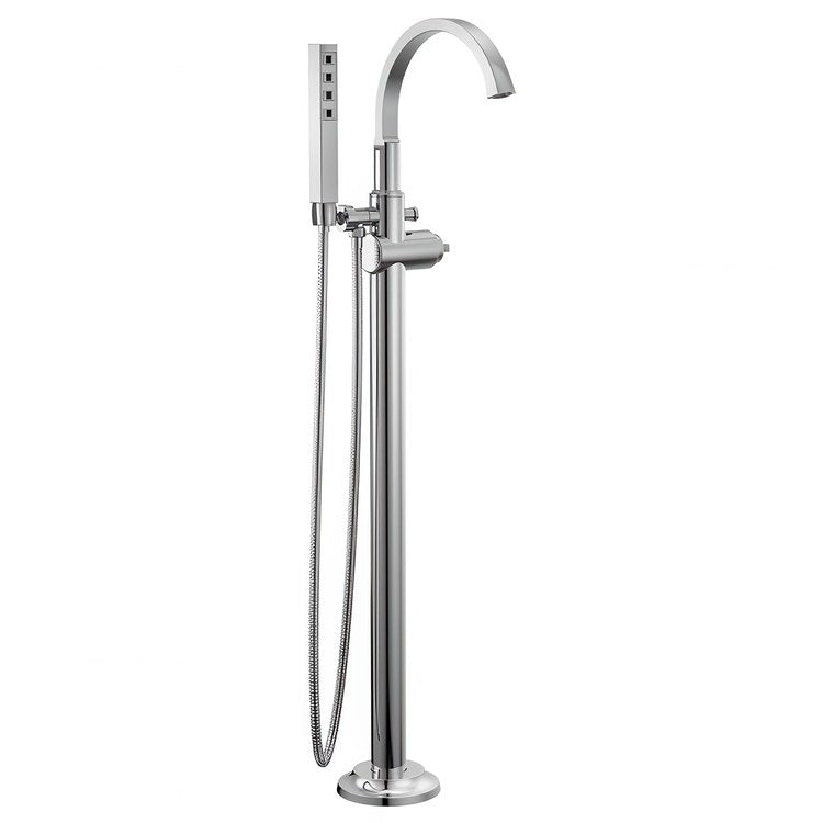 Tub Filler Trim Tetra Floor Mount Less Handle Lumicoat Chrome WaterSense ADA 10 Gallons per Minute - Image 1