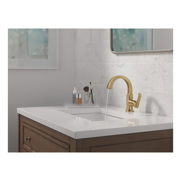 Lavatory Faucet Tetra 1 Lever ADA WaterSense Lumicoat Champagne Bronze 1.2 Gallons per Minute Deck Arc Metal Pop-Up 1 Hole Diamond Seal Technology - Image 2