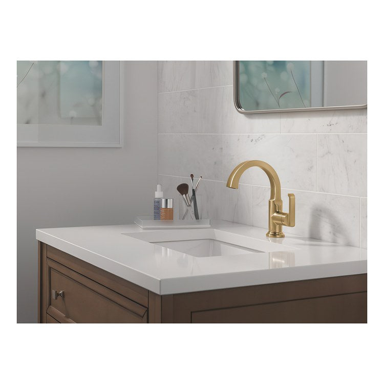 Lavatory Faucet Tetra 1 Lever ADA WaterSense Lumicoat Champagne Bronze 1.2 Gallons per Minute Deck Arc Metal Pop-Up 1 Hole Diamond Seal Technology - Image 3