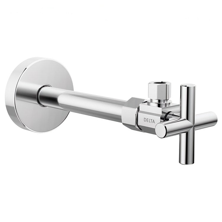 Stop Valve Angled Modern 1/2 x 3/8 Inch Brass Compression Cross Chrome - Image 1
