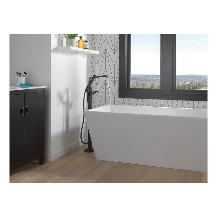 Tub Filler Trim Tetra Floor Mount Less Handle Matte Black WaterSense ADA 10 Gallons per Minute - Image 2