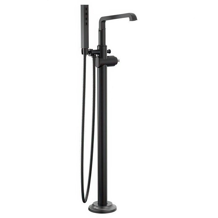 Tub Filler Trim Tetra Floor Mount Less Handle Matte Black WaterSense ADA 10 Gallons per Minute - Image 1