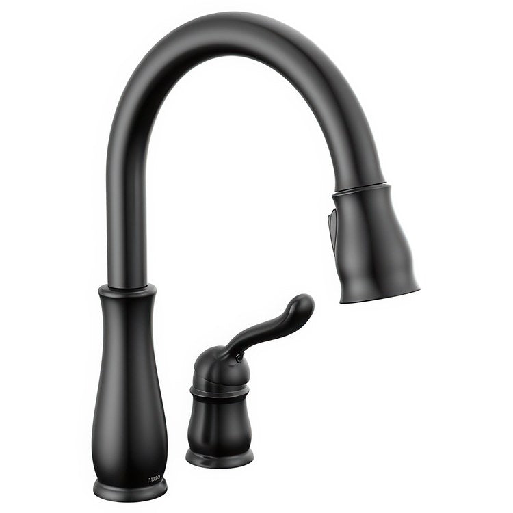 Kitchen Faucet Leland 4 Inch Spread 1 Lever ADA Matte Black Pull Down High Arc 360 DEG Swivel 2 Hole Diamond Seal Technology 1.8 Gallons per Minute - Image 1