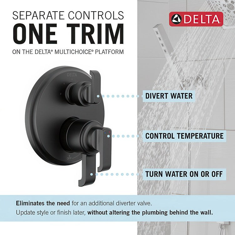 Diverter Trim Tetra 17 Series Integrated 3 Functions Matte Black - Image 2