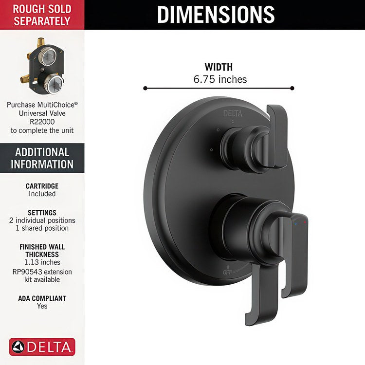 Diverter Trim Tetra 17 Series Integrated 3 Functions Matte Black - Image 3