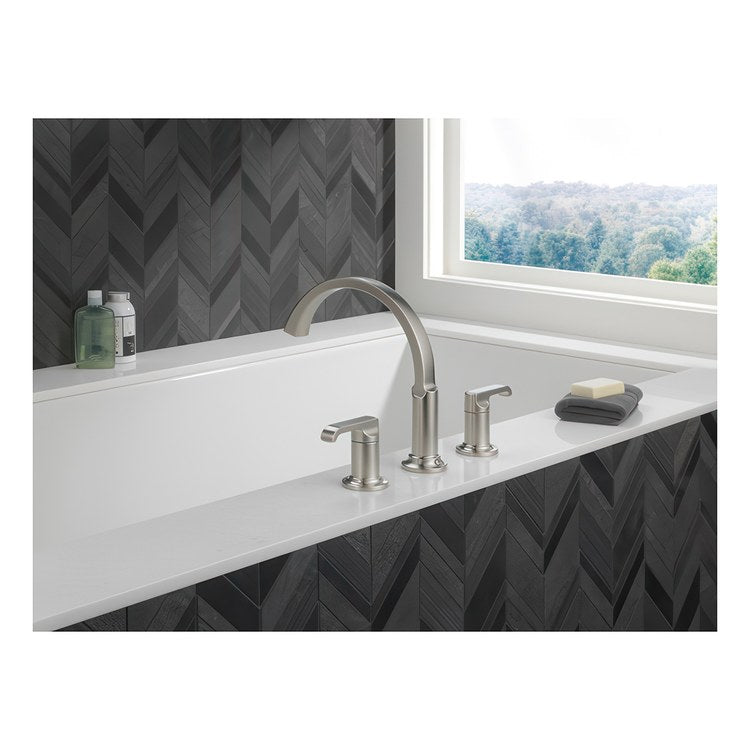 Roman Tub Trim Less Handle Lumicoat Stainless WaterSense ADA 8 to 16 Inch Spread 3 Hole for Rough-In R2700/R2707 - Image 2