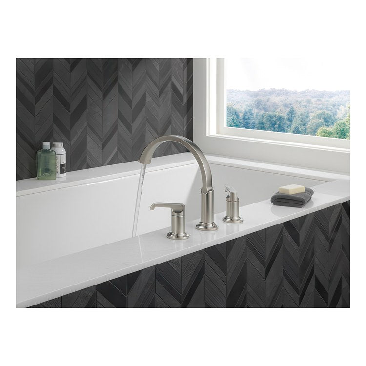 Roman Tub Trim Less Handle Lumicoat Stainless WaterSense ADA 8 to 16 Inch Spread 3 Hole for Rough-In R2700/R2707 - Image 3
