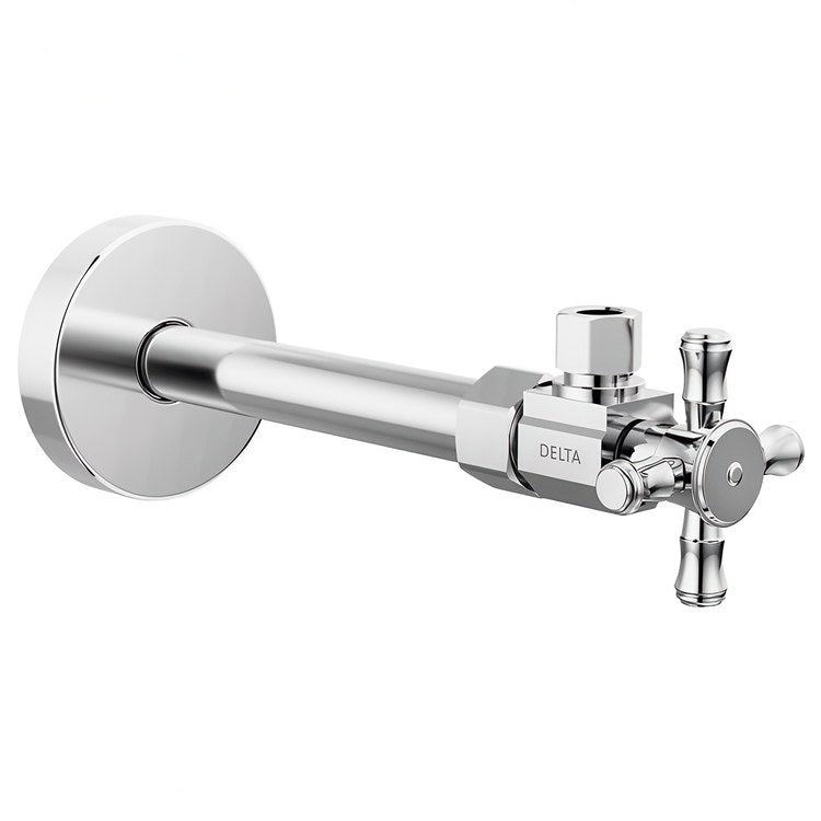 Stop Valve Angled Traditional 1/2 x 3/8 Inch Brass Compression Cross Chrome