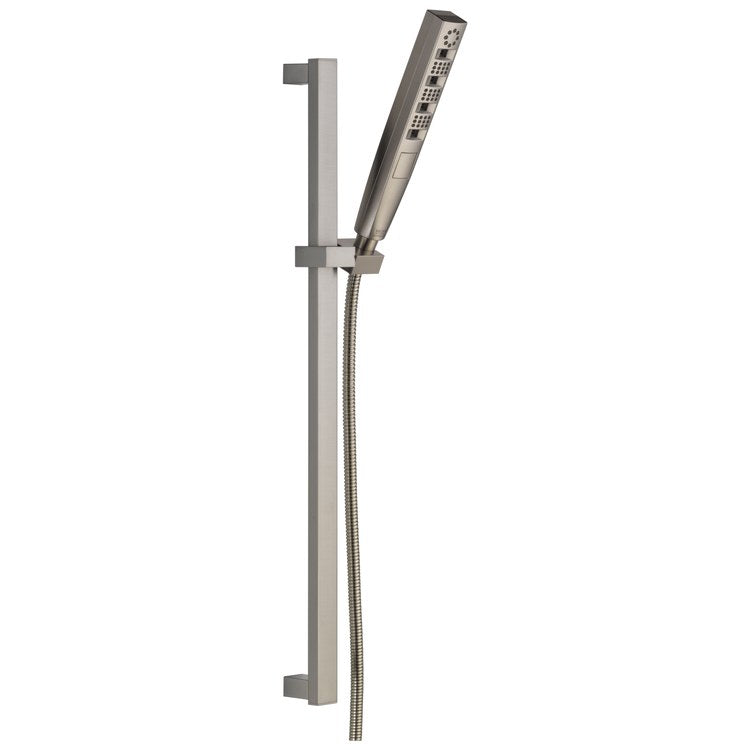 Handshower Universal Showering Push Button Wand Lumicoat Stainless WaterSense 1.75 Gallons per Minute - Image 1