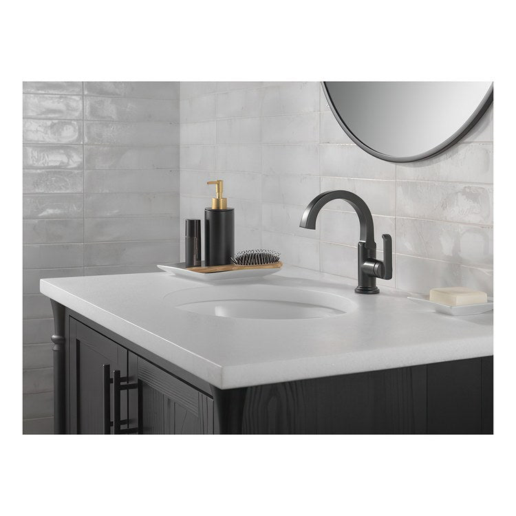 Lavatory Faucet Tetra 1 Lever ADA WaterSense Matte Black 1.2 Gallons per Minute Deck Arc Metal Pop-Up 1 Hole Diamond Seal Technology - Image 3