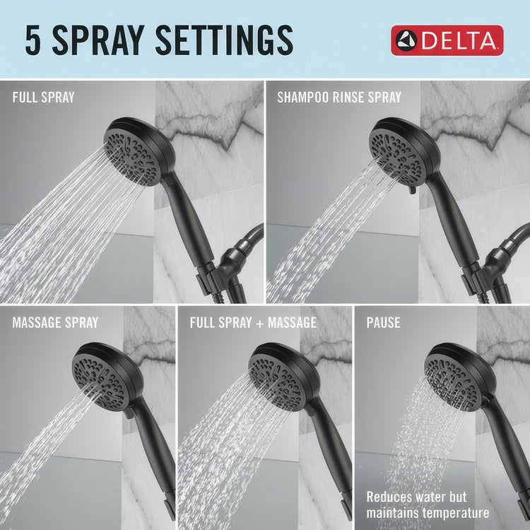 Handshower Universal Showering Matte Black WaterSense 1.75 Gallons per Minute 4-3/8 Inch - Image 3