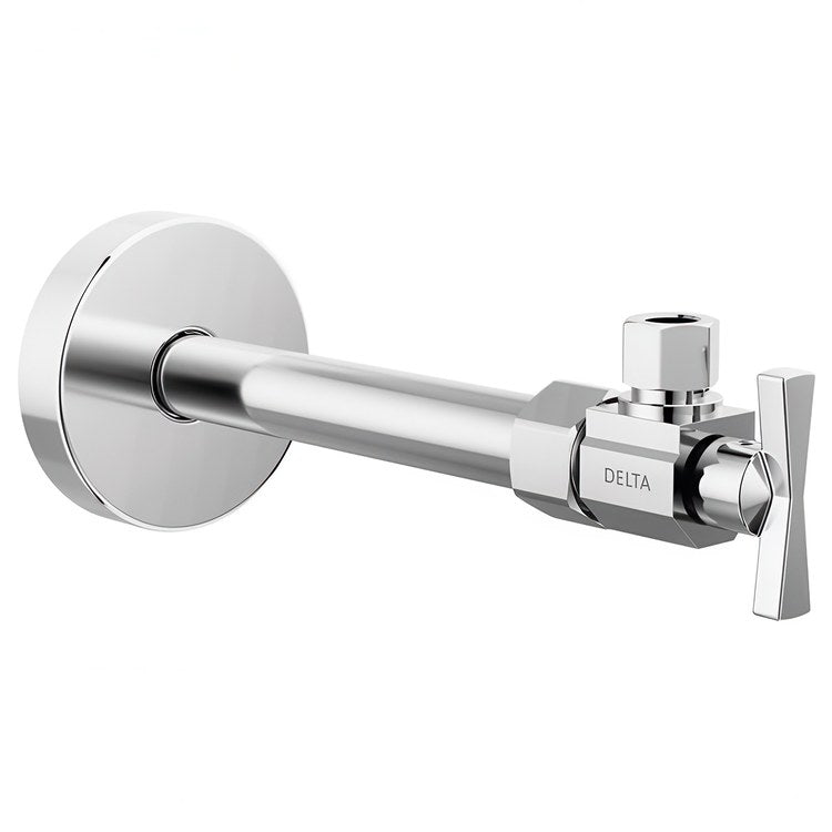 Stop Valve Angled Transitional 1/2 x 3/8 Inch Brass Compression Cross Chrome