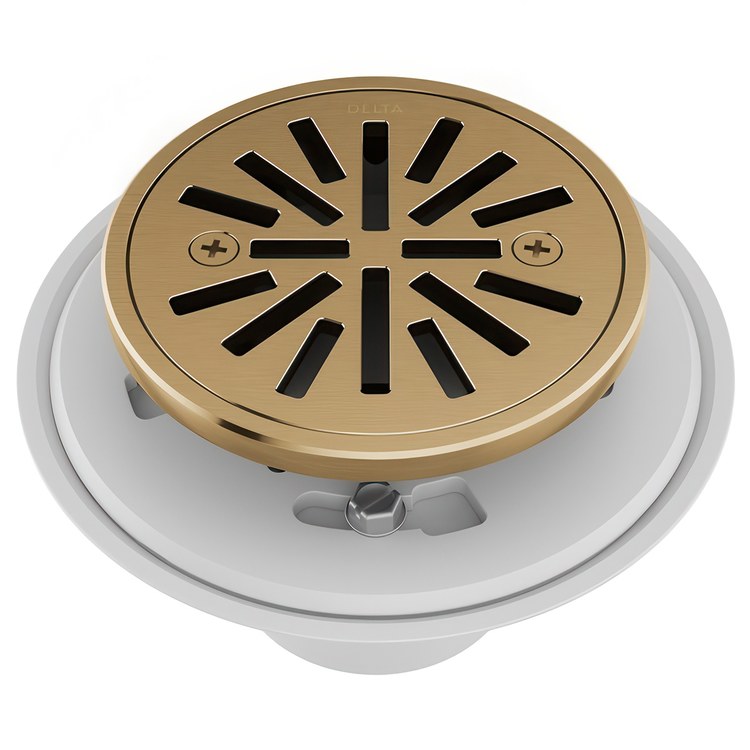 Shower Drain Tile-In Round 4 Inch Brilliance Champagne Bronze PVC/Brass - Image 1