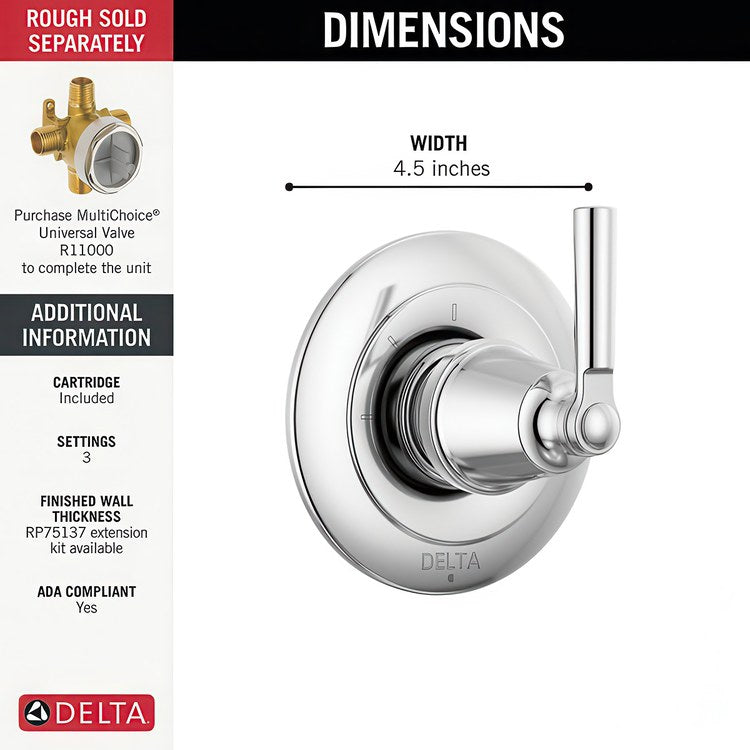 Diverter Trim Saylor 2 Port 3 Functions Chrome 1 Lever ADA - Image 2