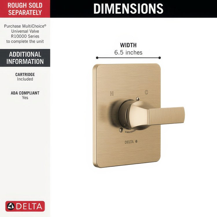 Pressure Balance Valve Trim Monitor Velum 14 Series 1 Lever Brilliance Champagne Bronze ADA - Image 3