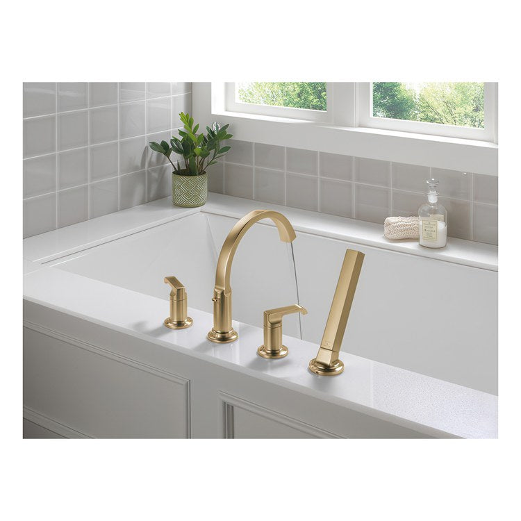 Roman Tub Trim Tetra Less Handle Lumicoat Champagne Bronze WaterSense ADA 8 to 16 Inch Spread 3 Hole 18 Gallons per Minute - Image 2